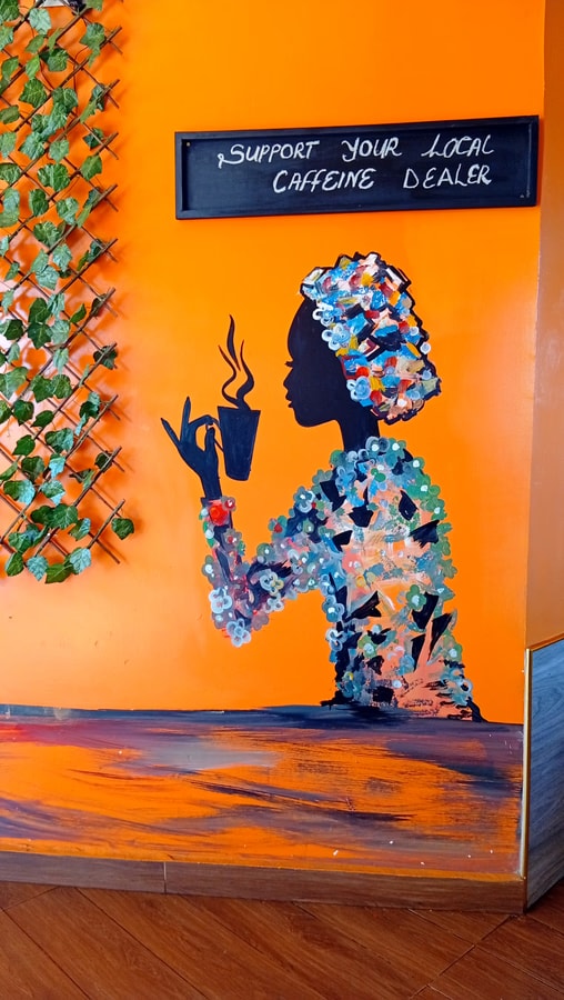 Artistic wall mural - Support Your Local Caffeine Dealer - King'ong'o Branch